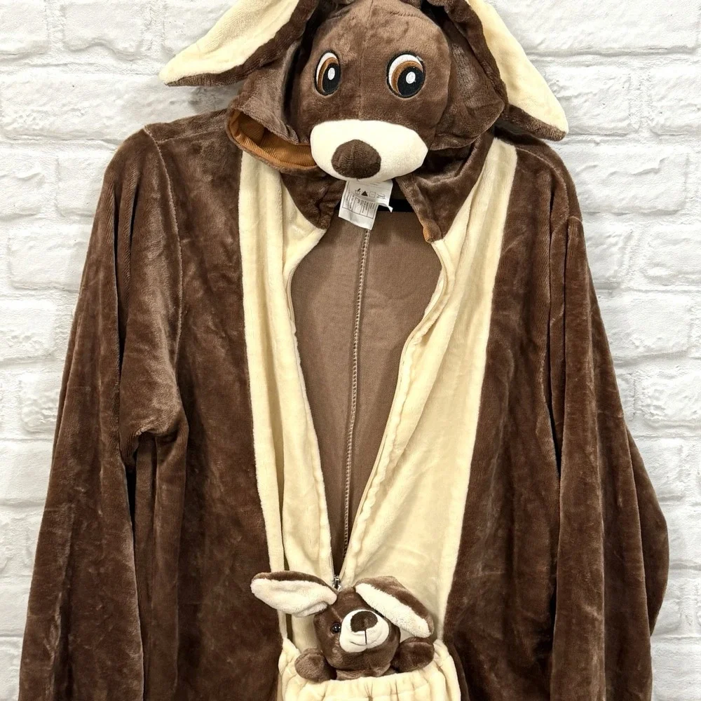 Adult Kangaroo Halloween Costume L-XL Rubies One-Piece Hooded Jumpsuit Fast Ship